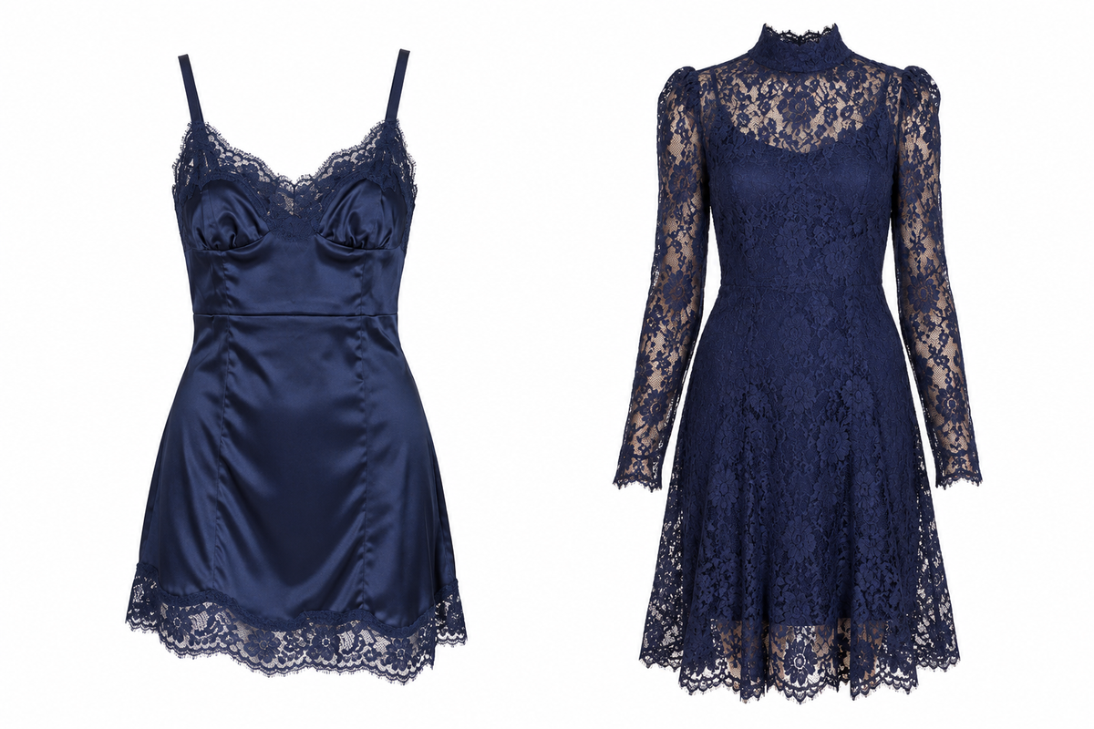 Dolce & Gabbana navy lace double dress