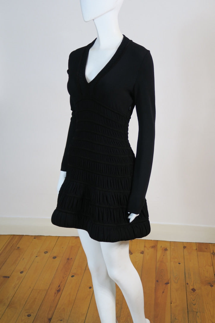 Alaia black V neck sculpted dress
