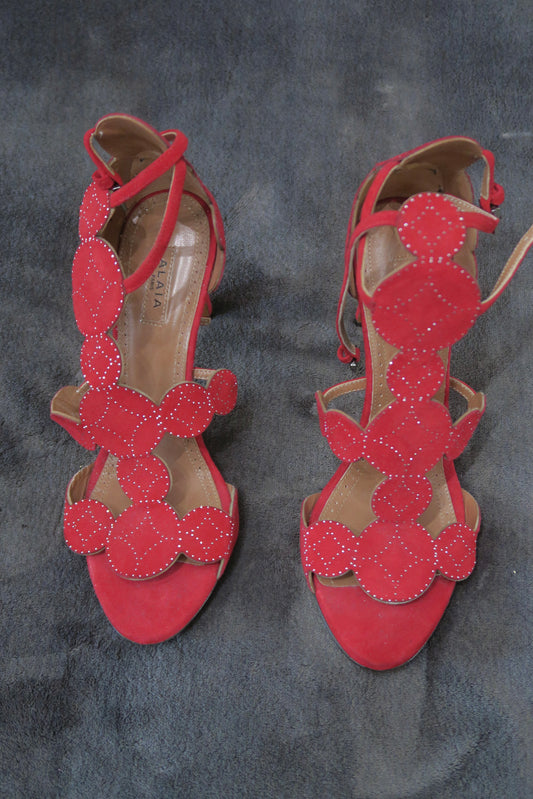 Alaia red suede cut out heels