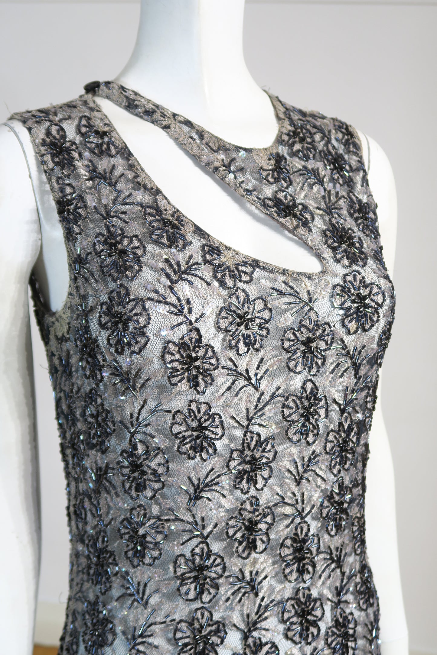 Alexander McQueen archival dress asymmetric neckline Paris