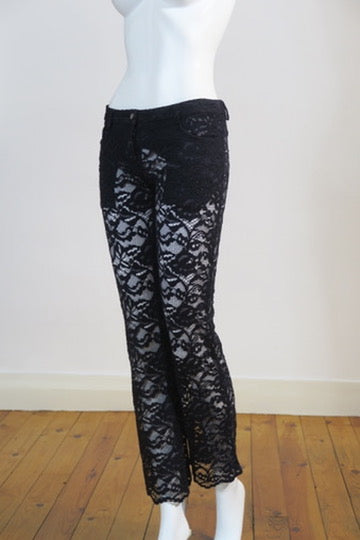 Alexander McQueen black lace pants sheer vintage Paris