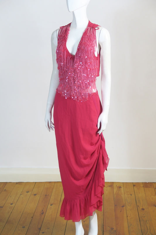 Armani fringe top detail sequins pink Paris