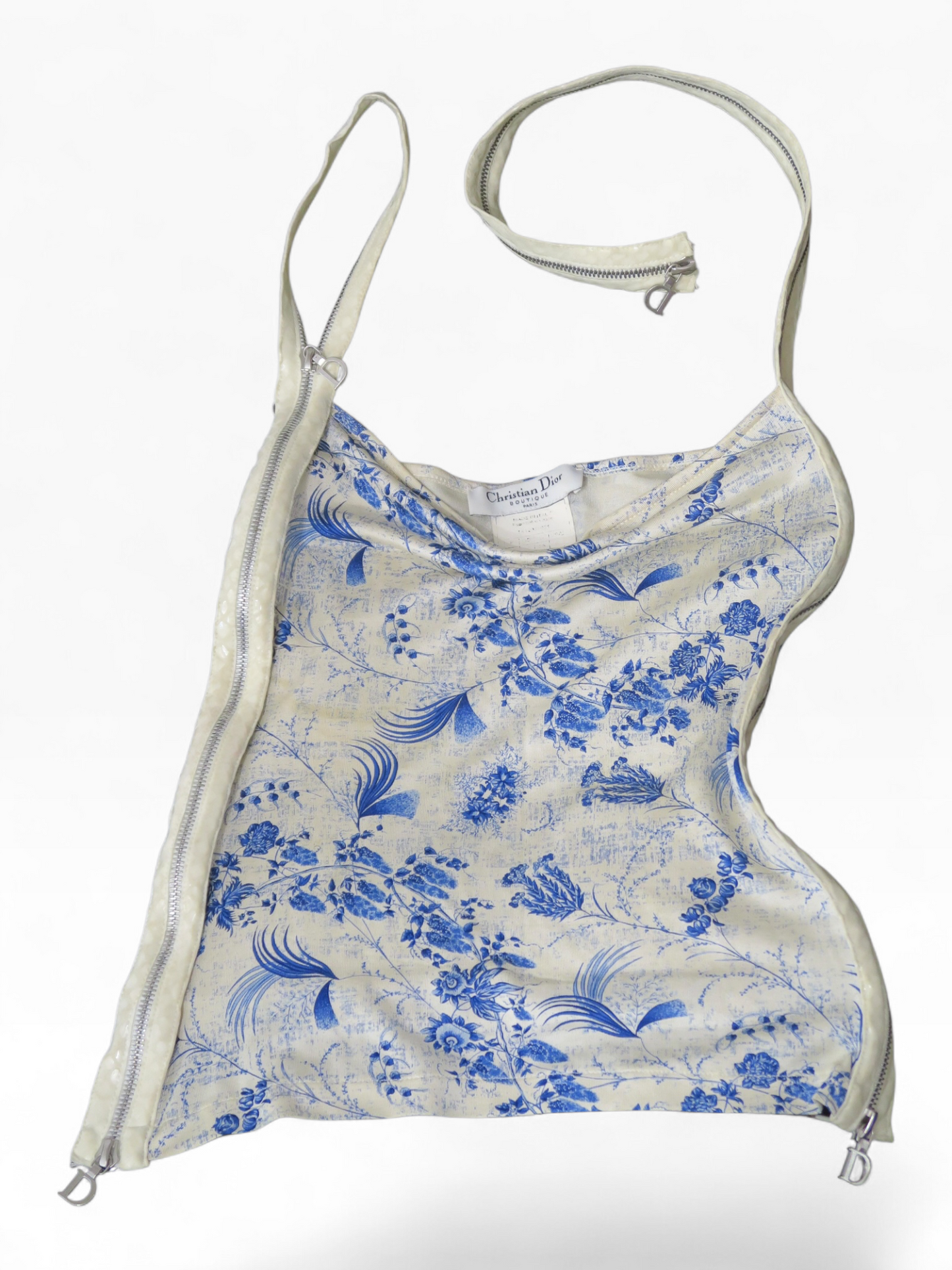 Dior spring 2001 asymmetrical zipper bow strap top