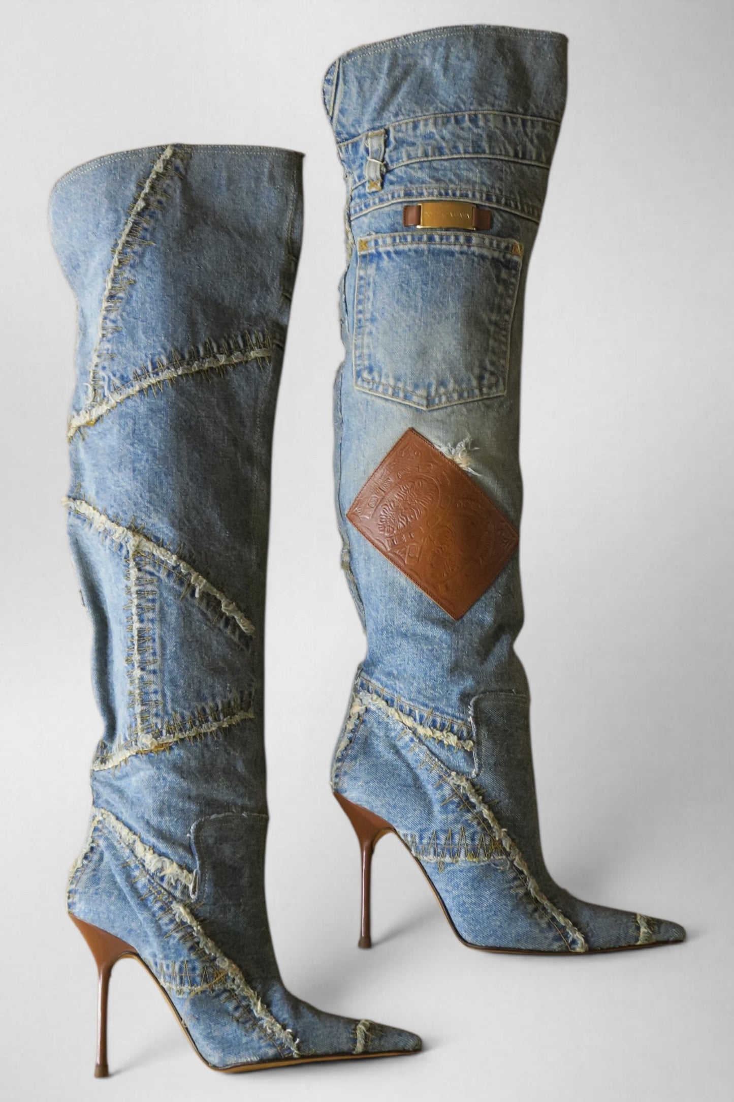Dolce & Gabbana denim patchwork boots
