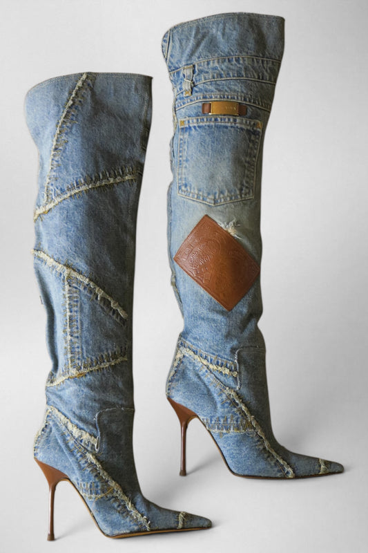 Dolce & Gabbana denim patchwork boots