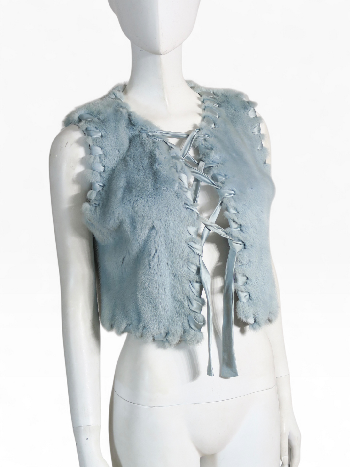 Valentino cropped fur vest, laced up