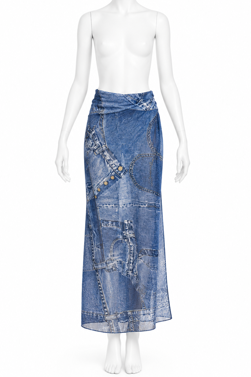 Dior spring 2000 trompe l’oeil mesh wrap skirt