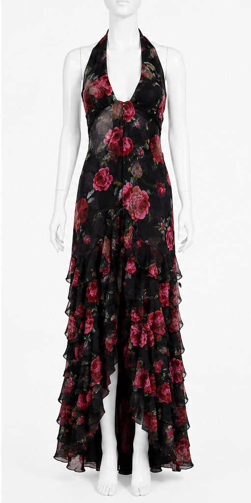 Emanuel Ungaro floral silk halter dress