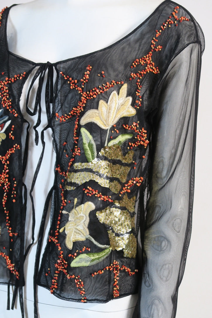 Blumarine beaded tulle top