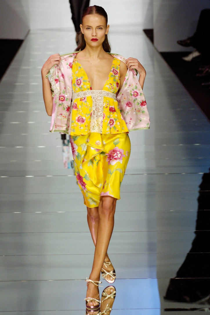 Valentino spring 2006 floral silk & lace runway set