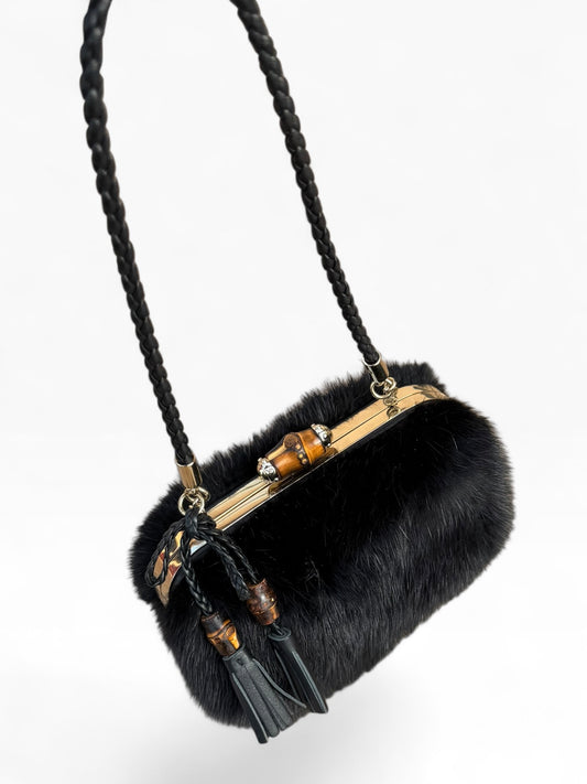 Gucci fur clutch evening bag