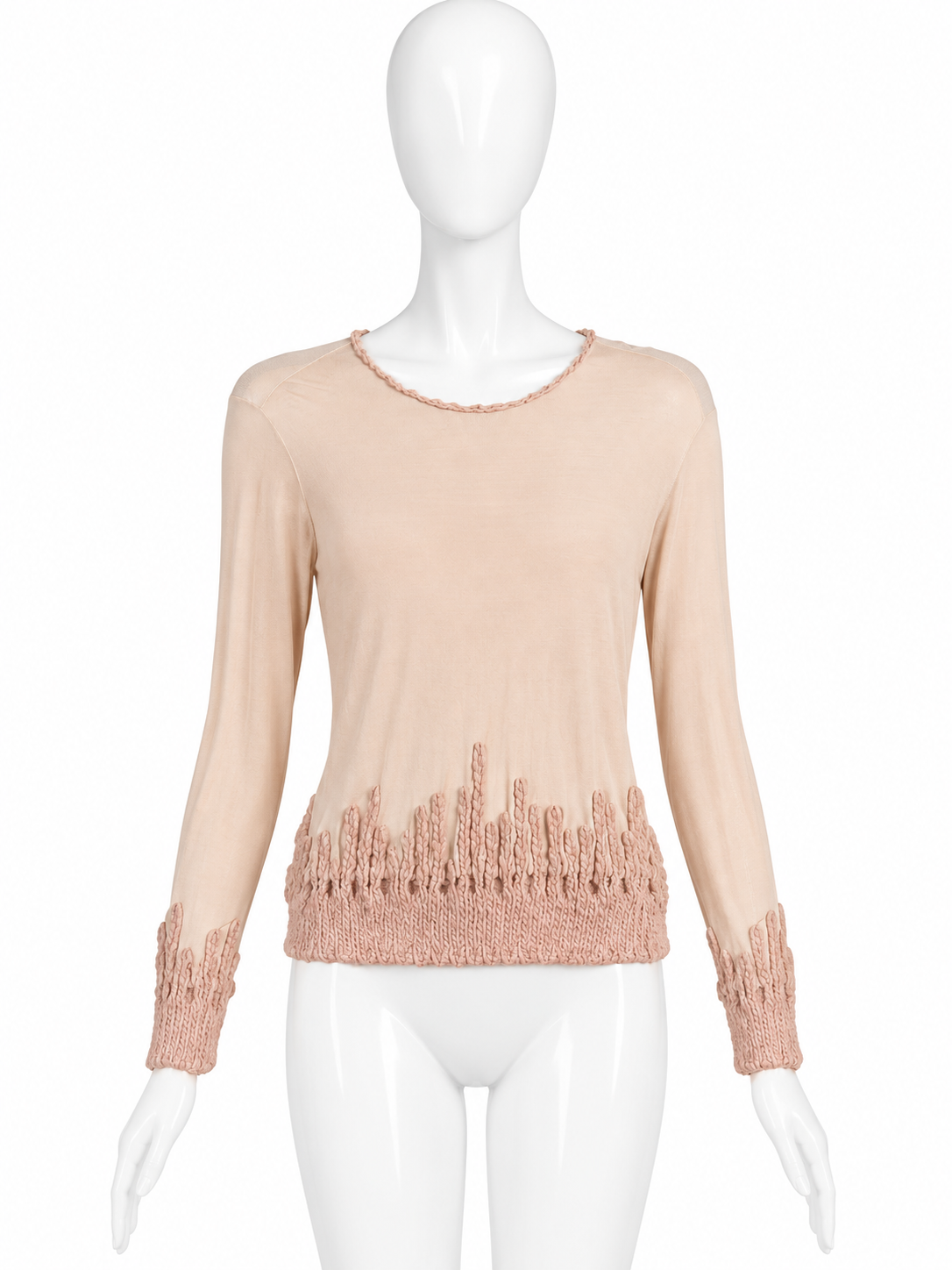 Jean Paul Gaultier pink mesh knit sweater