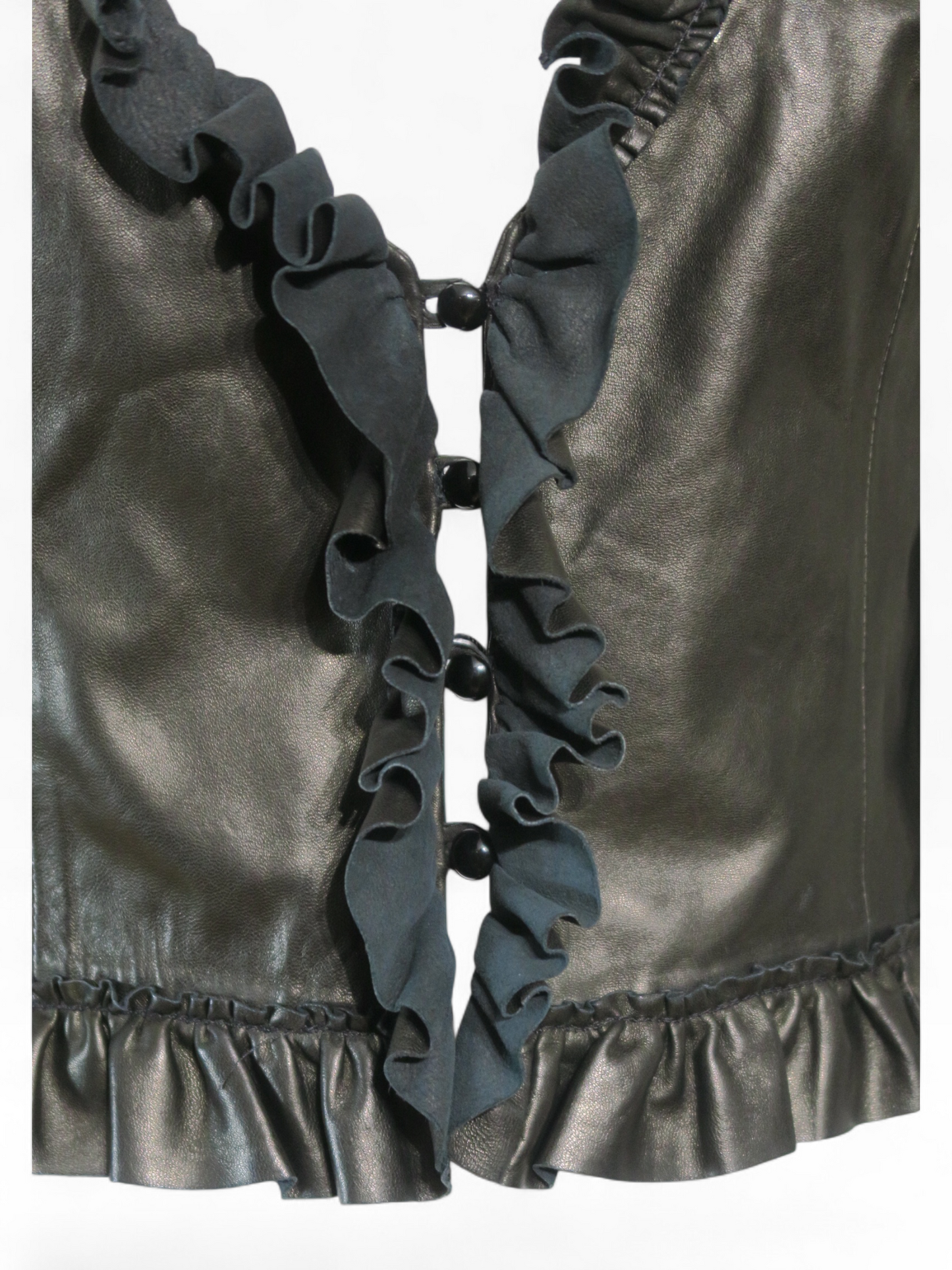 Valentino leather shirt ruffles