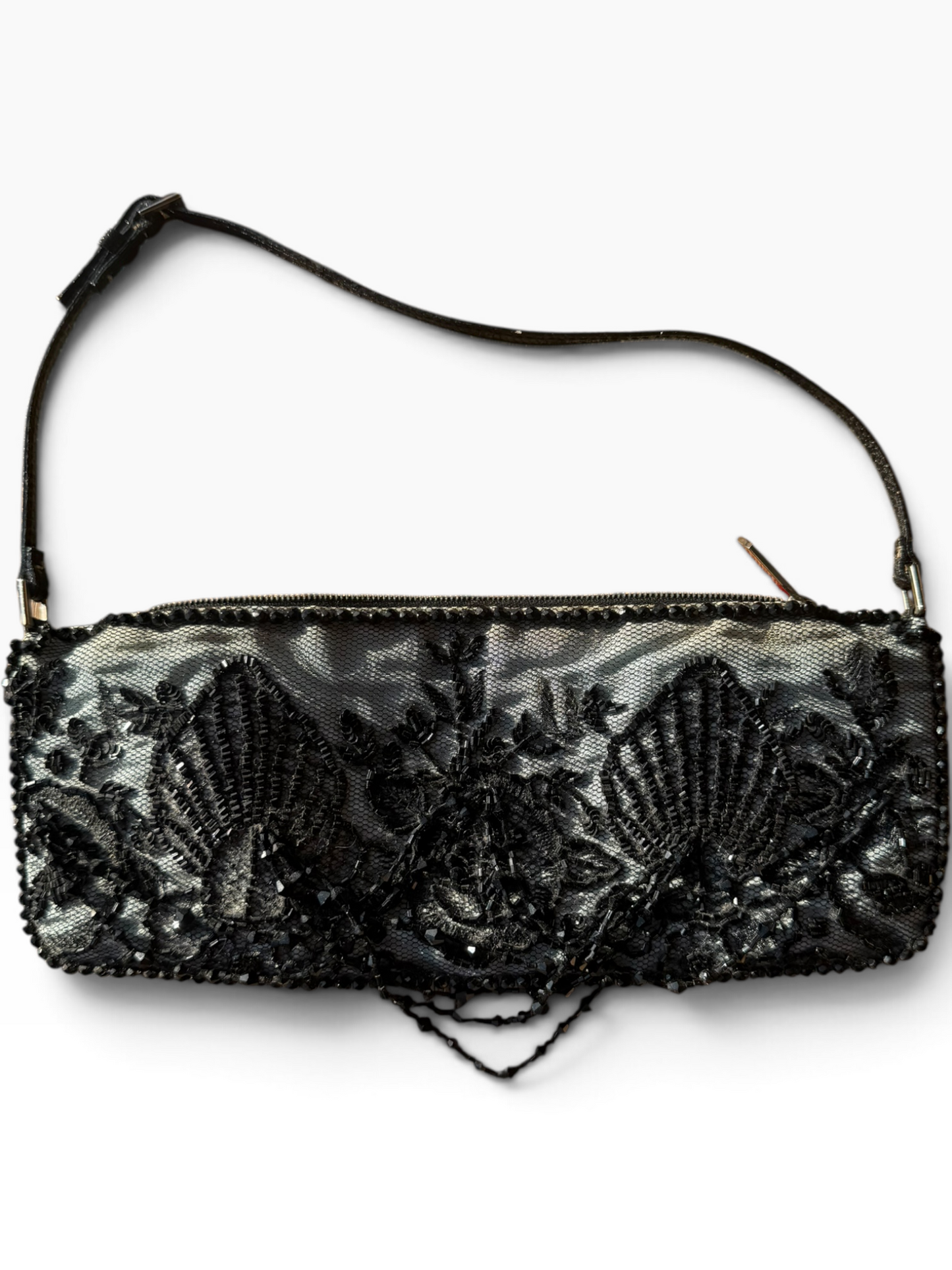 Valentino black beaded lace shoulder bag