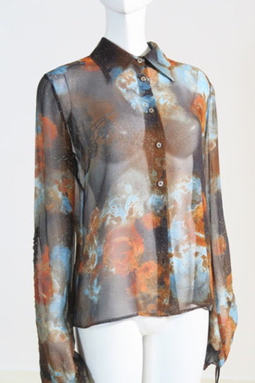 Cavalli chiffon shirt oversized sleeves Paris
