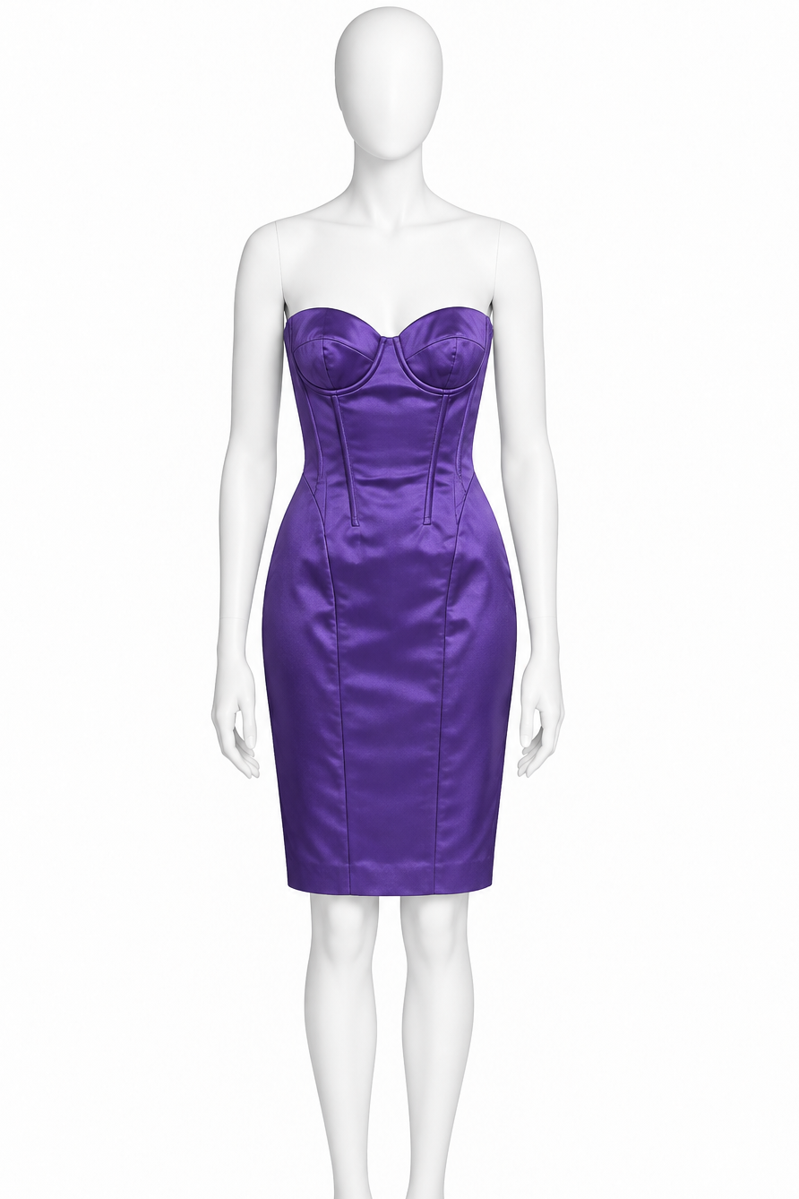 Dolce & Gabbana purple satin corset mini dress