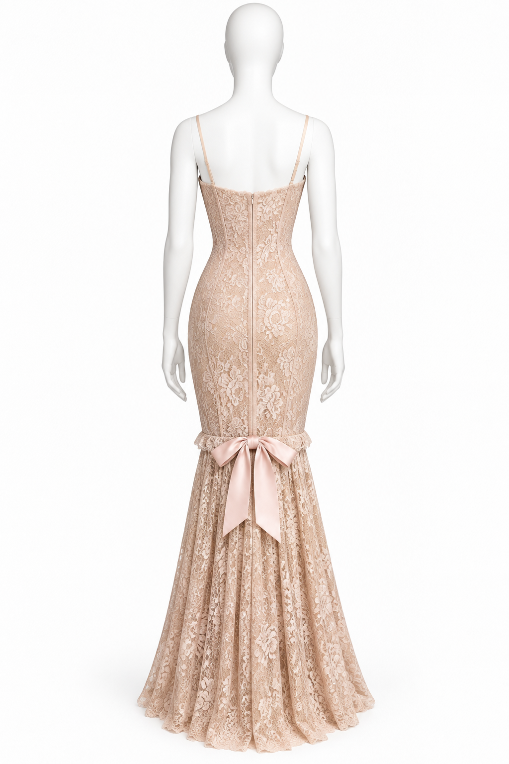 Dolce & Gabbana beige lace maxi dress