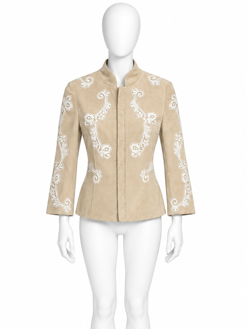 Dolce & Gabbana suede lace embroidered jacket