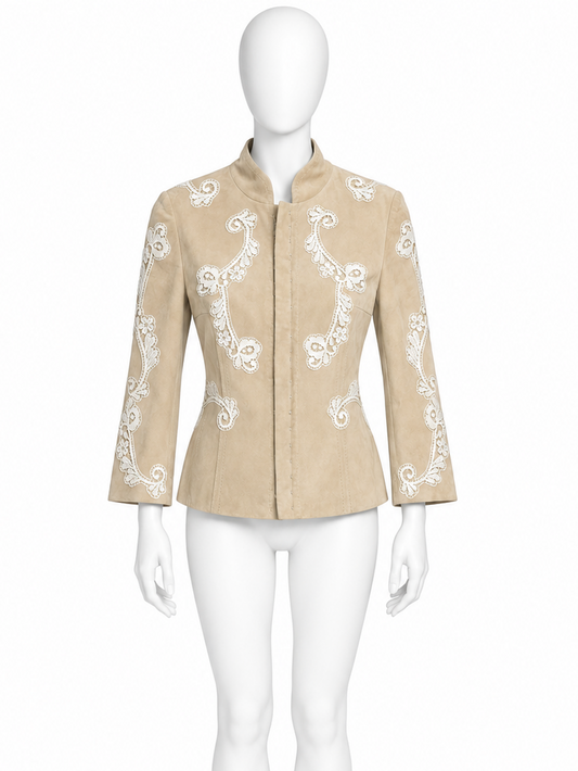 Dolce & Gabbana suede lace embroidered jacket