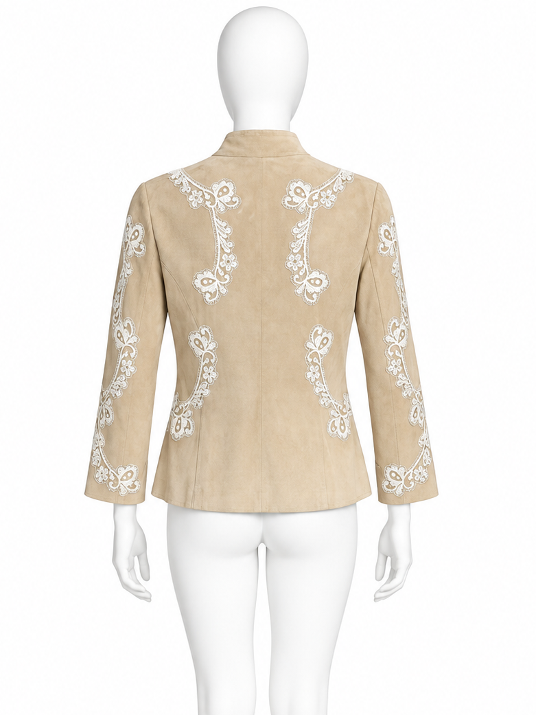 Dolce & Gabbana suede lace embroidered jacket