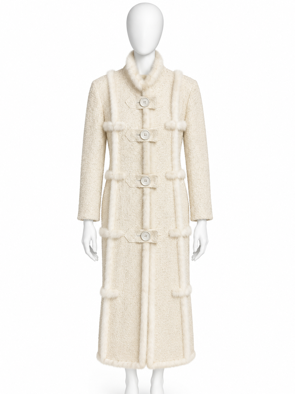 Valentino fur trimmed ivory coat