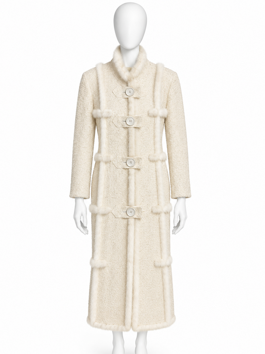 Valentino fur trimmed ivory coat