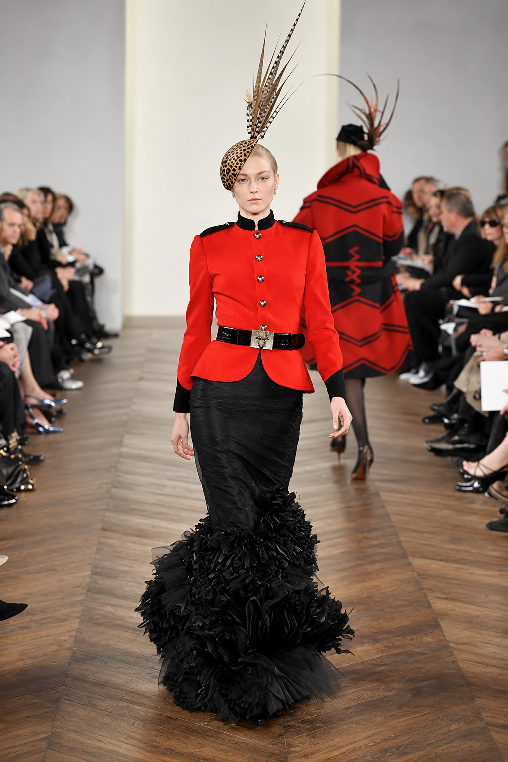 Ralph Lauren Purple Label fall 2008 runway feather tulle maxi dress