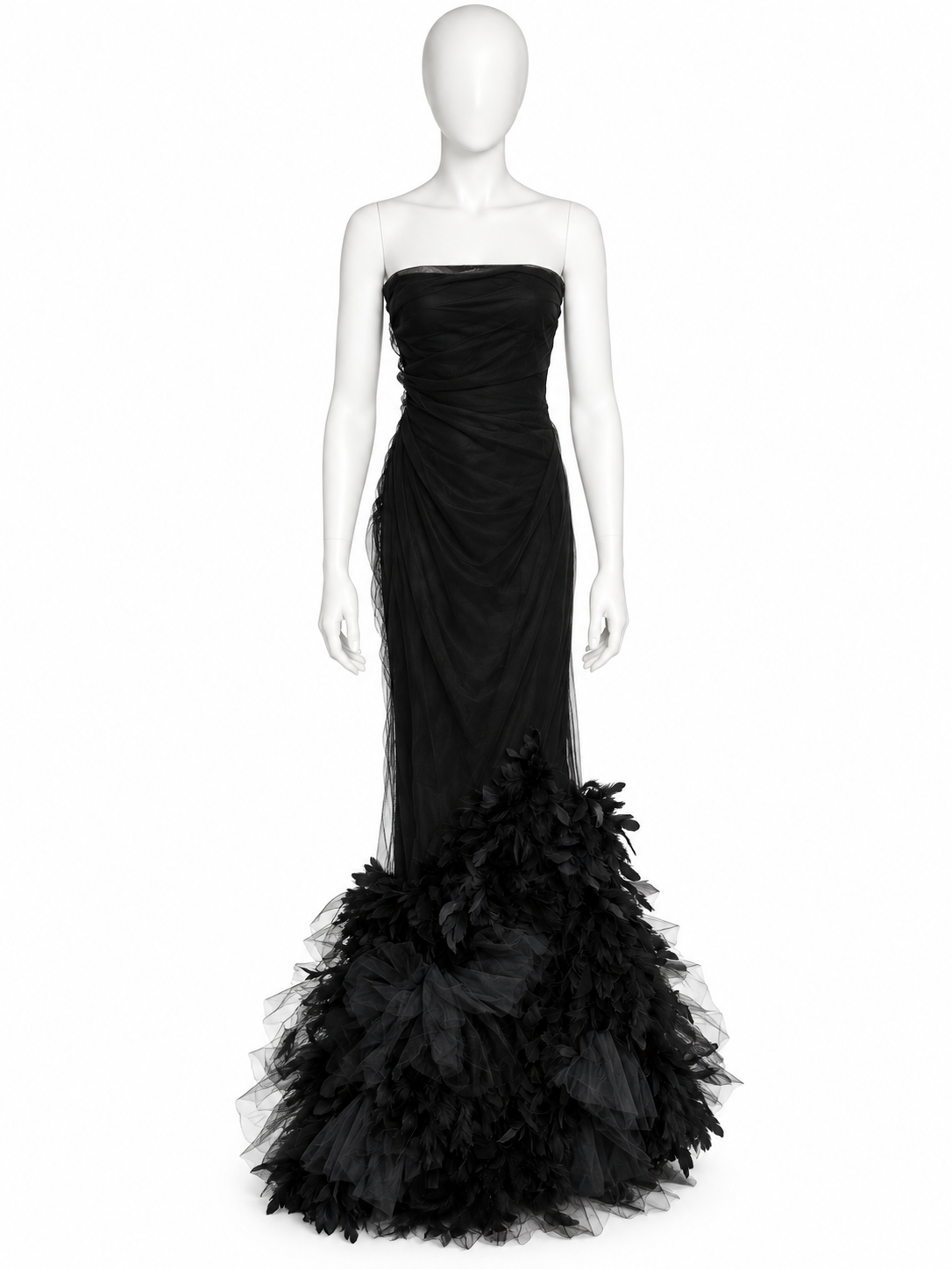 Ralph Lauren Purple Label fall 2008 runway feather tulle maxi dress