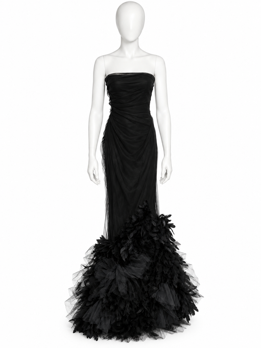 Ralph Lauren Purple Label fall 2008 runway feather tulle maxi dress