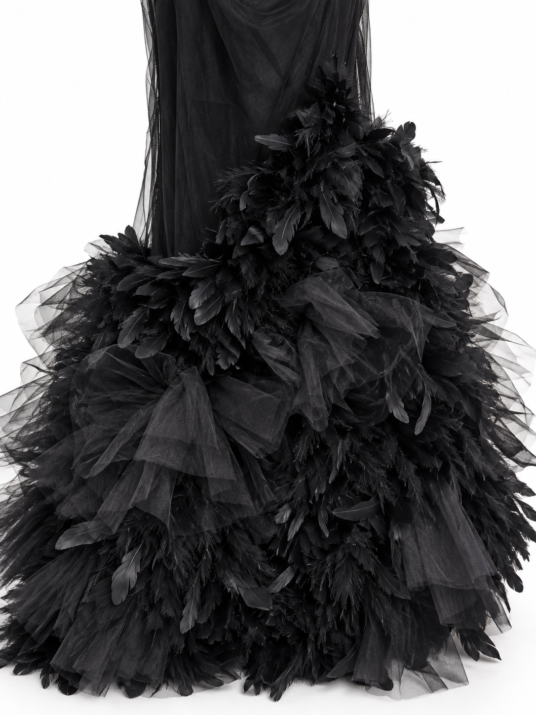 Ralph Lauren Purple Label fall 2008 runway feather tulle maxi dress