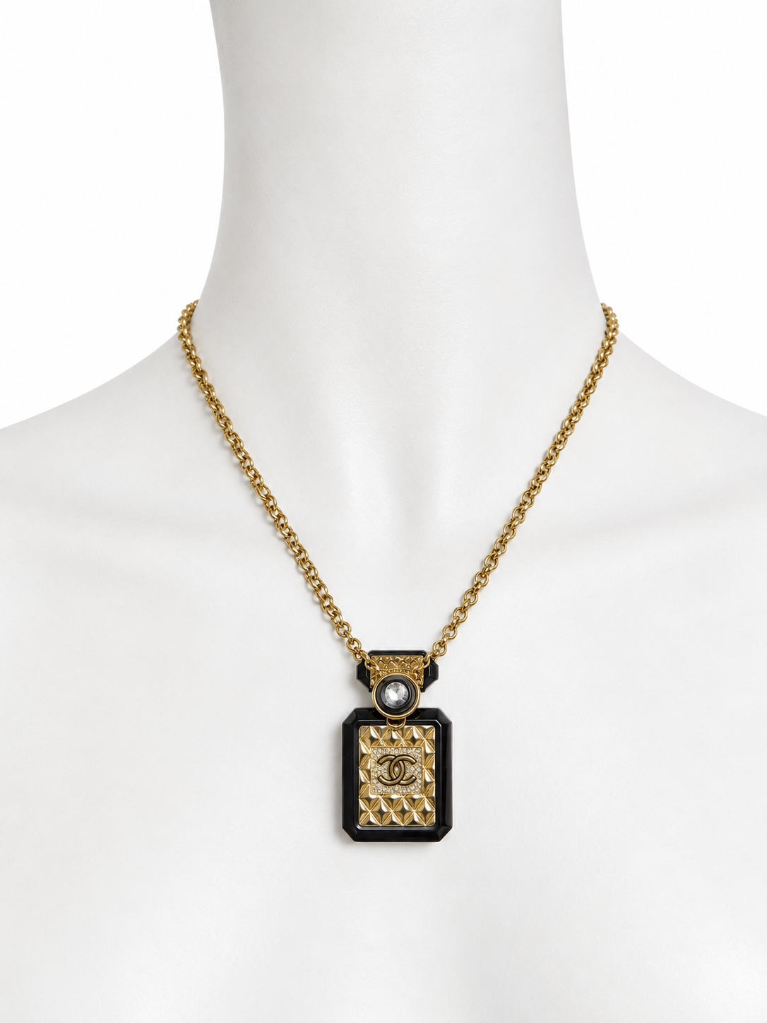Chanel black and gold CC pendant necklace