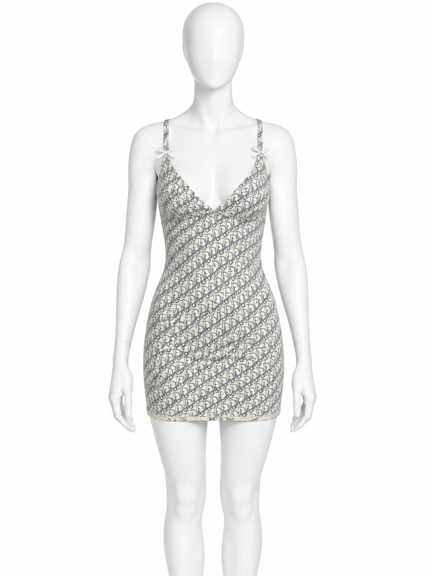 Dior monogram cotton lingerie slip dress