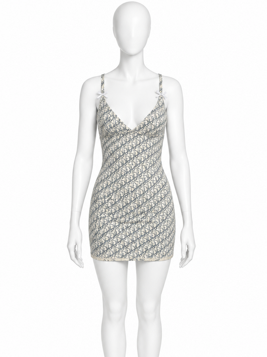 Dior monogram cotton lingerie slip dress