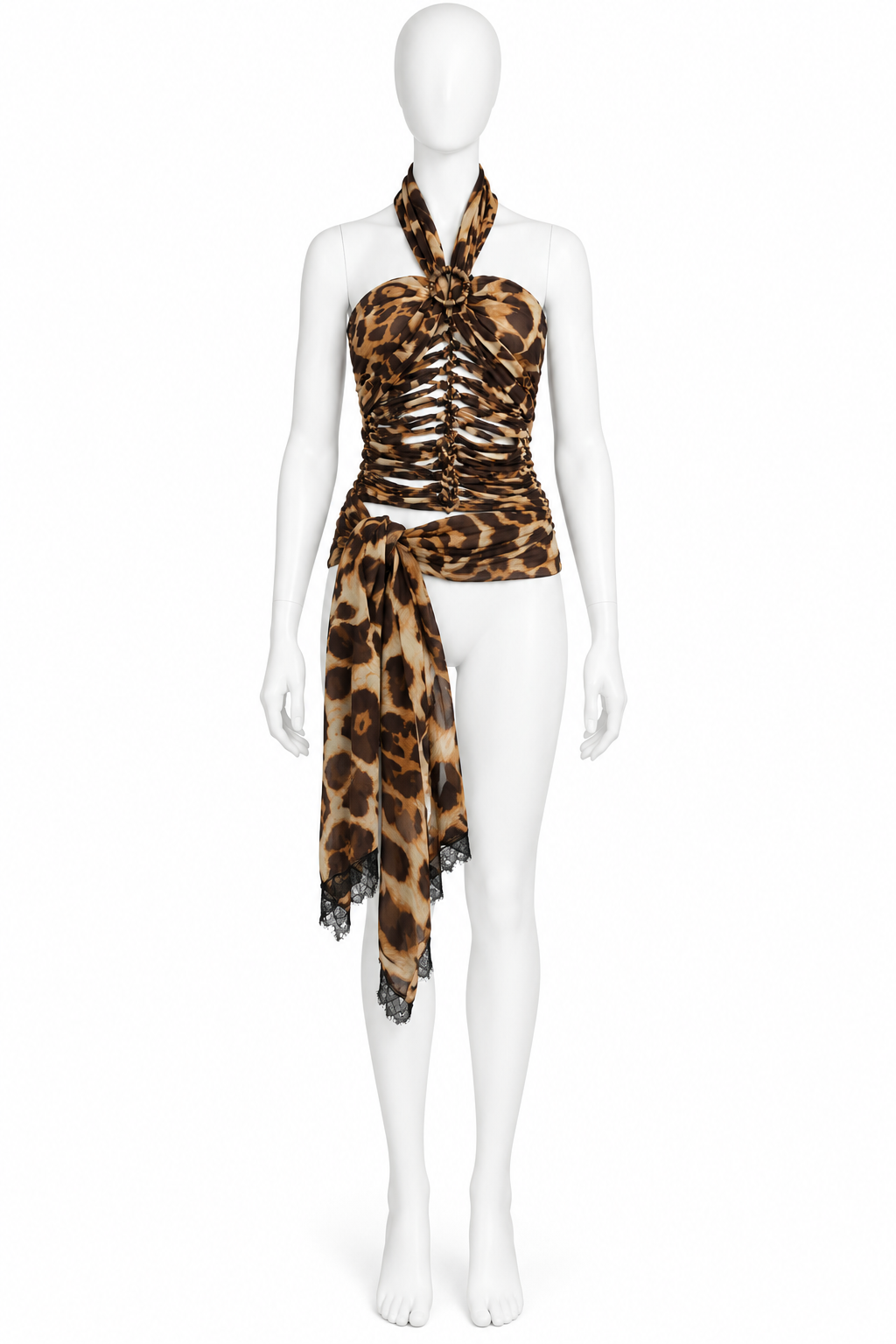 Gianfranco Ferré cheetah cut out halter bustier