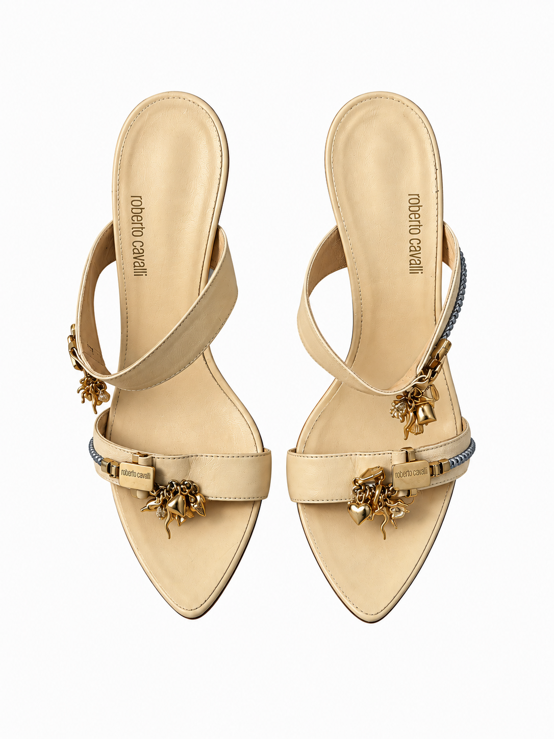 Roberto Cavalli leather charm heels size 38