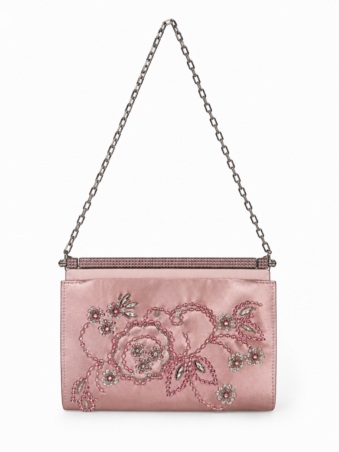 Valentino pink silk beaded clutch bag