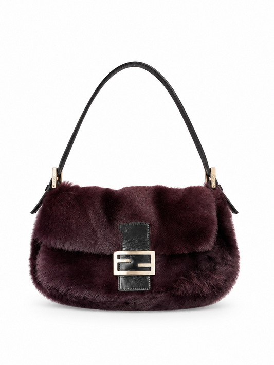 Fendi plum fur baguette