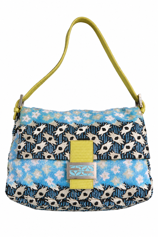 Fendi rare beaded lizard mamma baguette