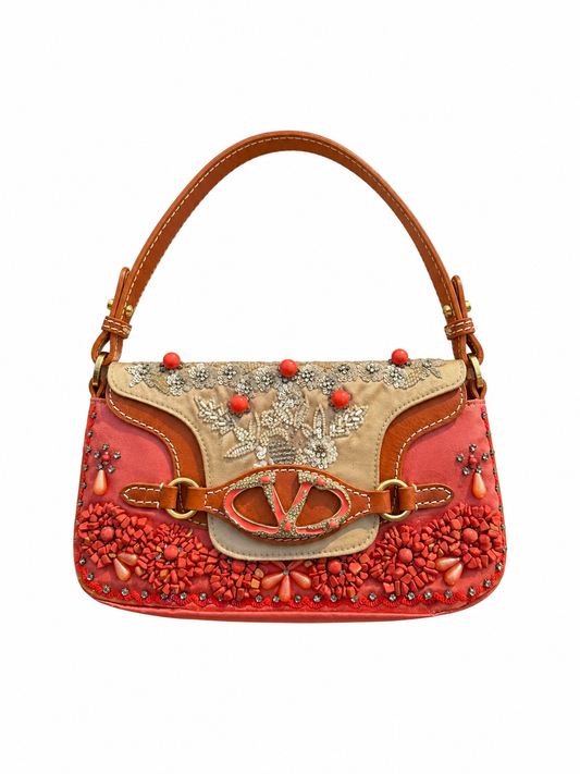 Valentino rare coral embellished shoulder bag