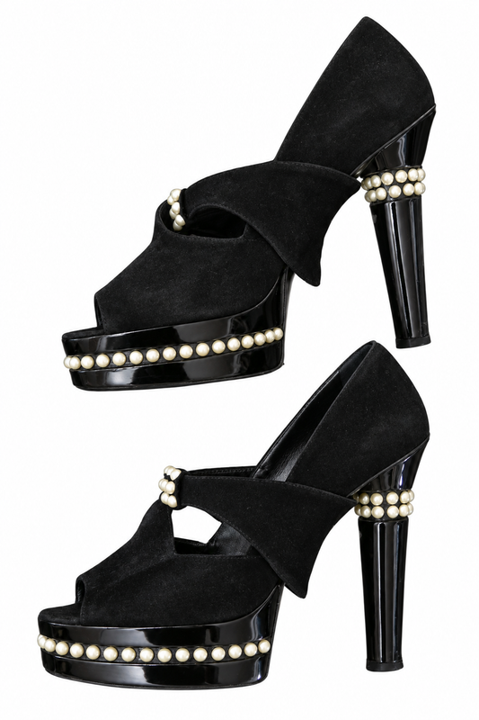 Chanel suede pearls heels size 39
