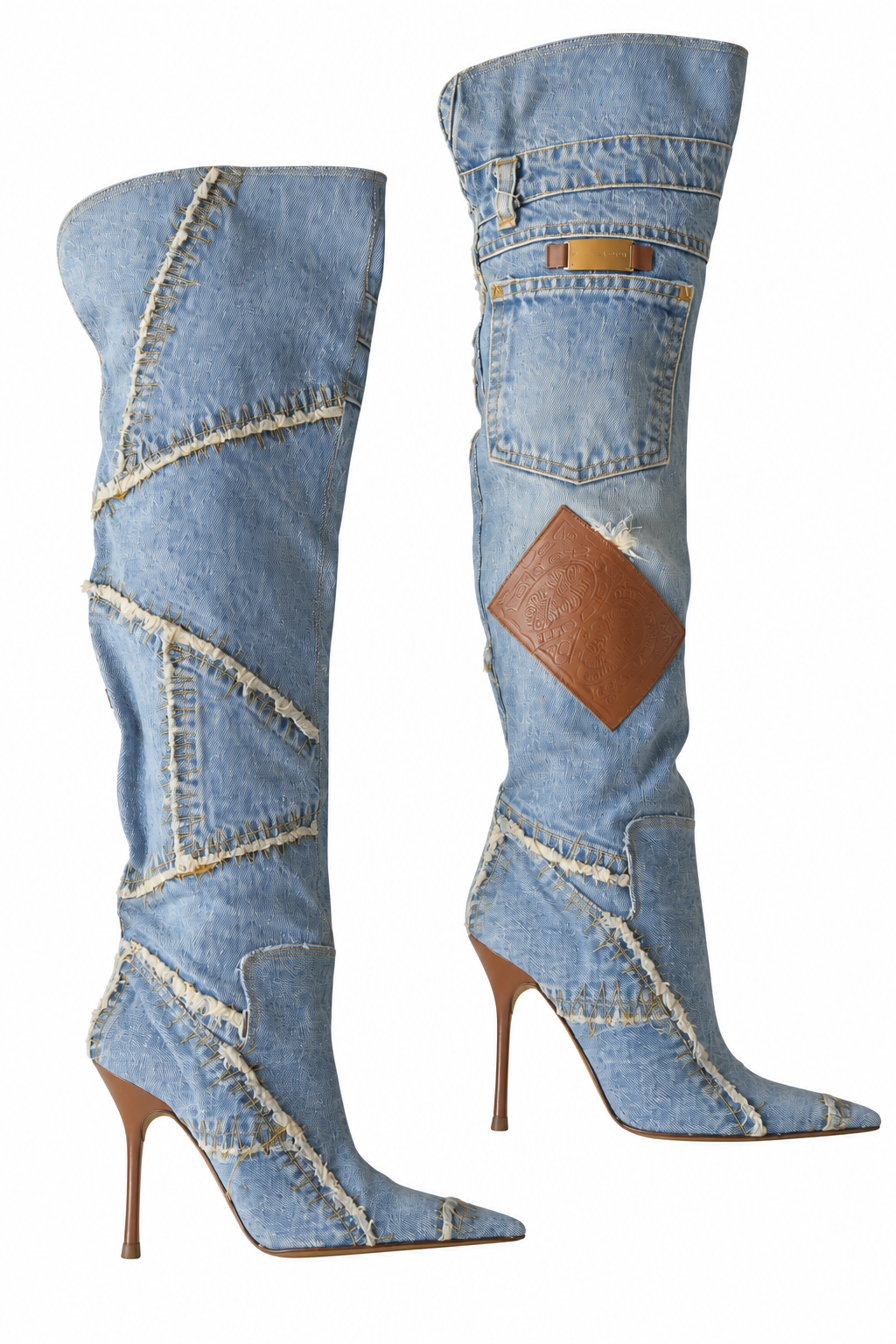 Dolce & Gabbana rare denim patchwork boots size 39.5