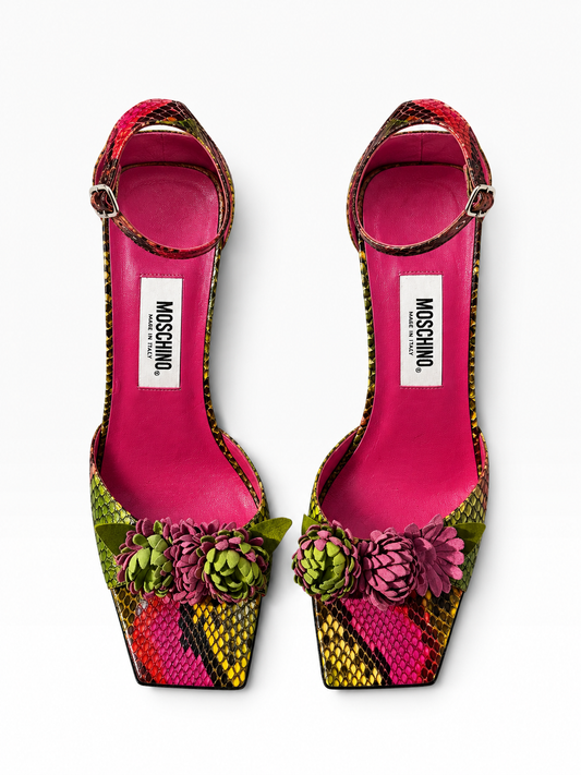 Moschino python floral heels size 36