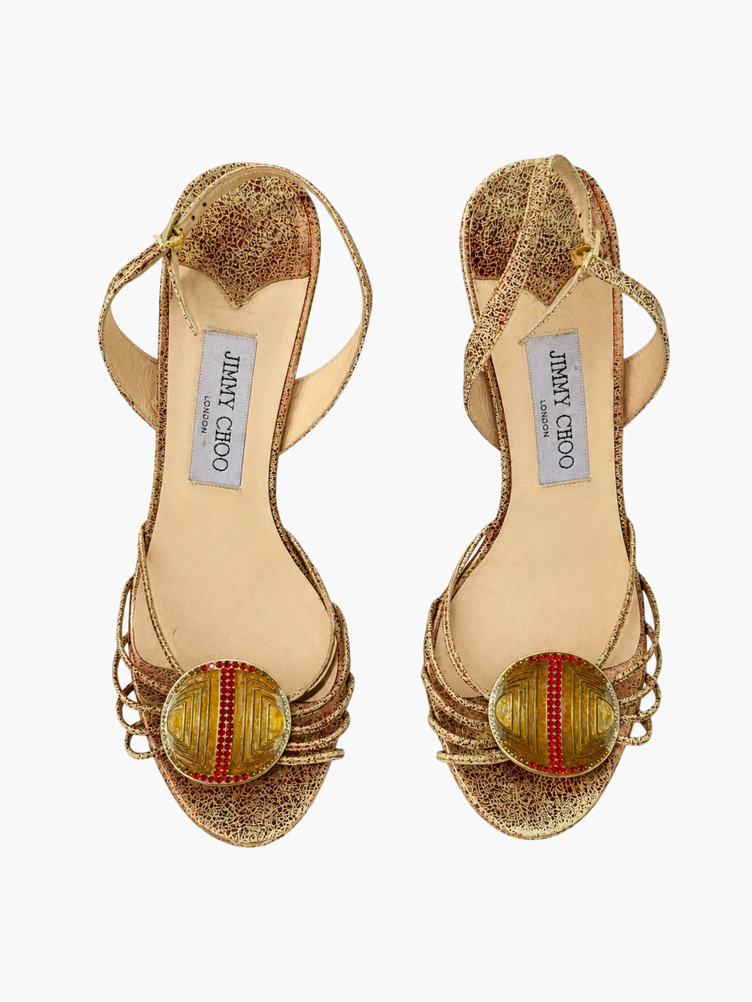 Jimmy Choo embellished gold sandals size 38