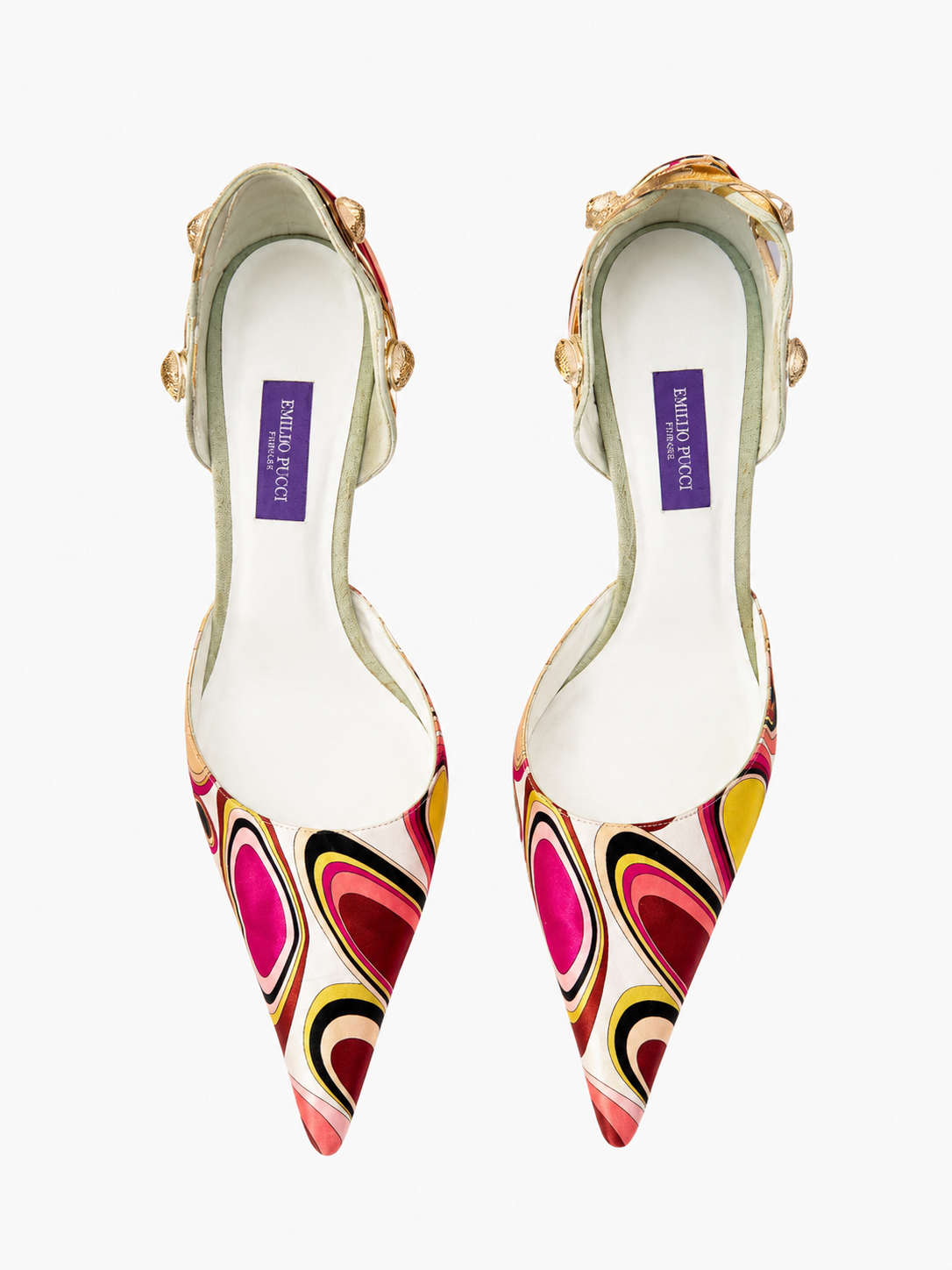 Emilio Pucci printed satin heels size 37