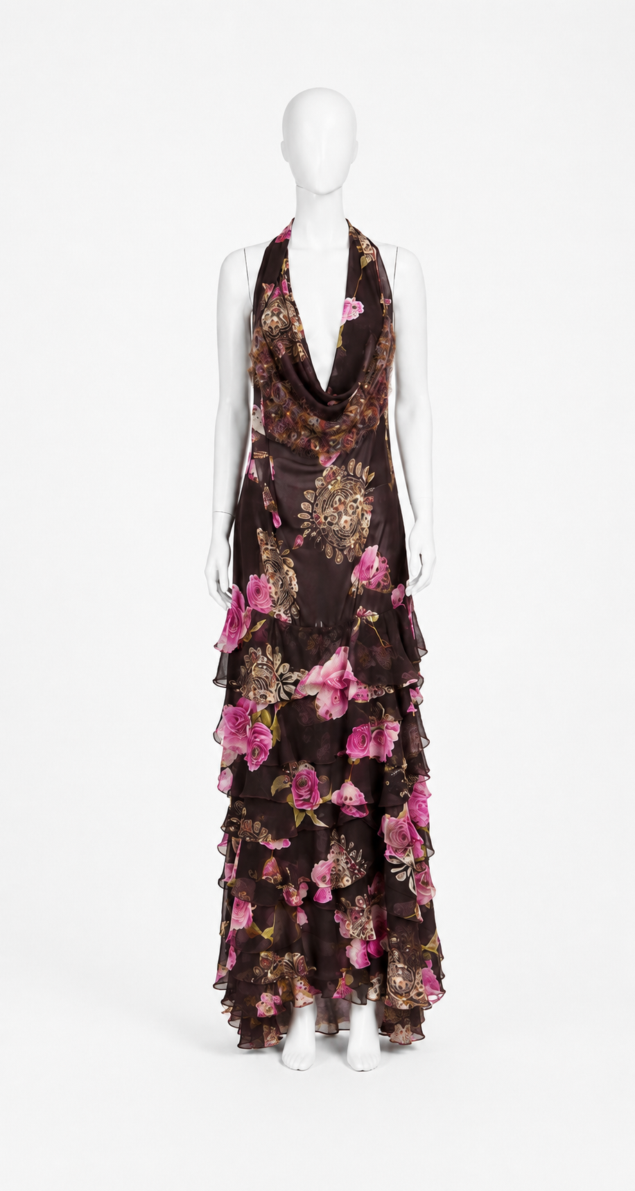 Emanuel Ungaro spring 2003 silk embellished halter maxi dress