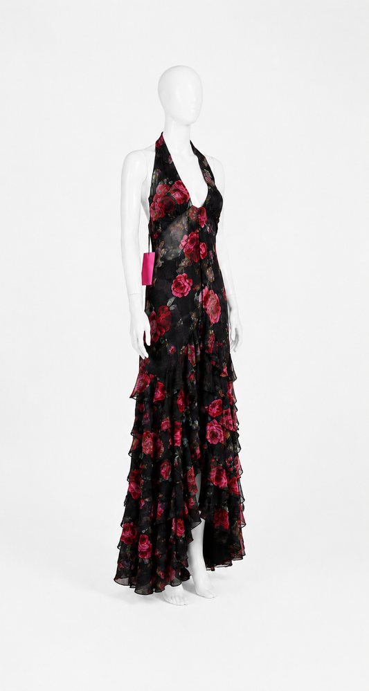Emanuel Ungaro floral silk halter dress