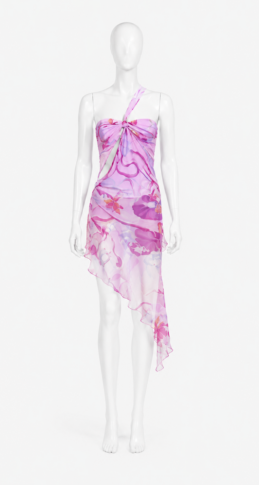 Emanuel Ungaro spring 2004 runway cut out silk dress