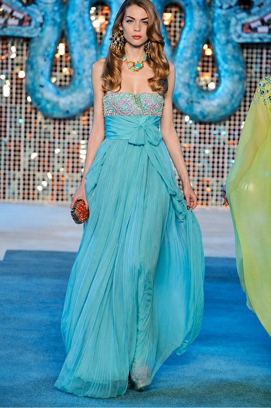 Dior resort 2009 turquoise beaded maxi dress