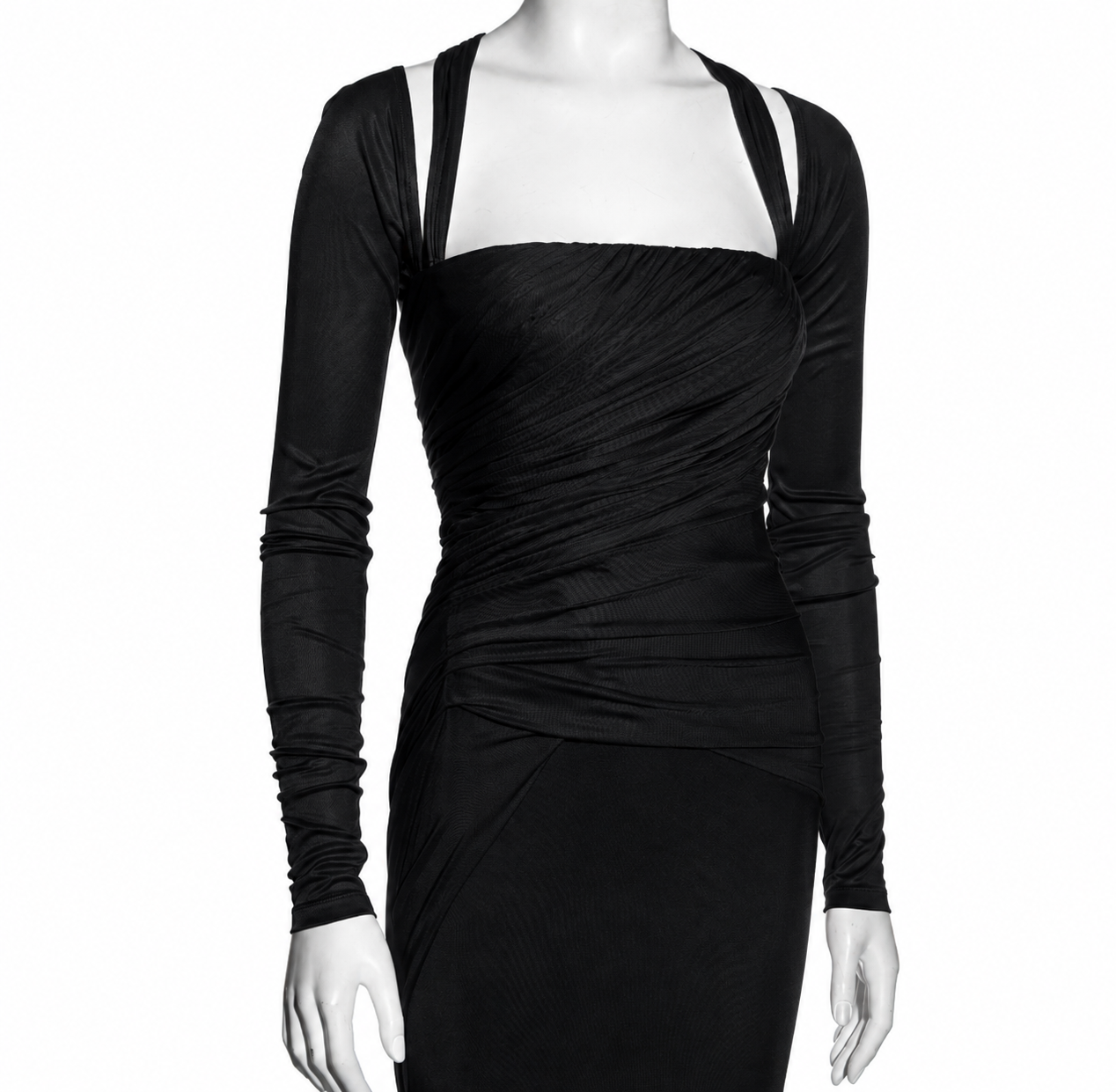 Versace spring 2007 black corseted long sleeve gown