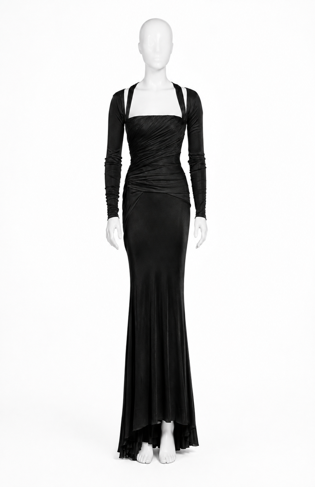 Versace spring 2007 black corseted long sleeve gown